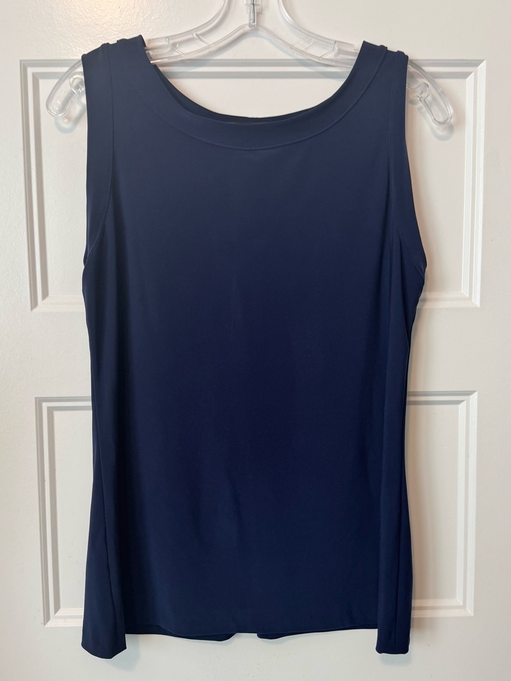 Norma Kamali Navy Sleeveless Stretch Tank Top XL Minimalist Wardrobe Staple